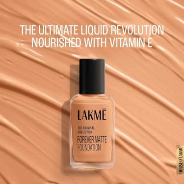 LAKMÉ Forever Matte Radiant Liquid Full Coverage Foundation For Superior For All Skin Coverage, Vit E, Lightweight & Water-Resist, Natural Shell, 27 ml